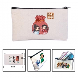 Heavenly Official Blessing Anime canvas minimalist printed pencil case storage bag 21X12cm