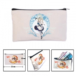 Genshin Impact Anime canvas minimalist printed pencil case storage bag 21X12cm