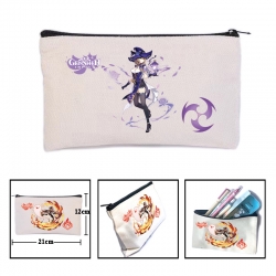 Genshin Impact Anime canvas minimalist printed pencil case storage bag 21X12cm