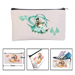 Genshin Impact Anime canvas minimalist printed pencil case storage bag 21X12cm