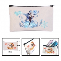 Genshin Impact Anime canvas minimalist printed pencil case storage bag 21X12cm