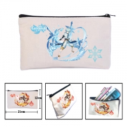 Genshin Impact Anime canvas minimalist printed pencil case storage bag 21X12cm