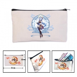 Genshin Impact Anime canvas minimalist printed pencil case storage bag 21X12cm