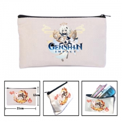 Genshin Impact Anime canvas minimalist printed pencil case storage bag 21X12cm