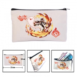 Genshin Impact Anime canvas minimalist printed pencil case storage bag 21X12cm