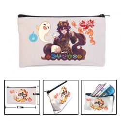 Genshin Impact Anime canvas minimalist printed pencil case storage bag 21X12cm