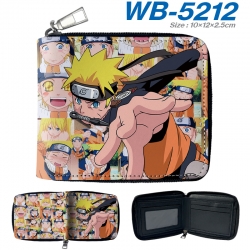 Naruto Anime color short full zip folding wallet 10x12x2.5cm