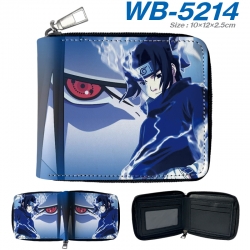 Naruto Anime color short full zip folding wallet 10x12x2.5cm