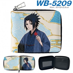 Naruto Anime color short full zip folding wallet 10x12x2.5cm