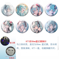 Hatsune Miku Anime round Astral membrane brooch badge 58MM a set of 8