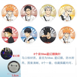 Haikyuu!! Anime round Astral membrane brooch badge 58MM a set of 8