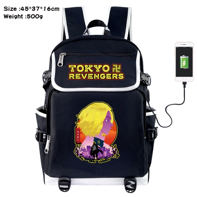 Tokyo Revengers Anime Flip Data Cable USB Backpack School Bag 45X37X16CM