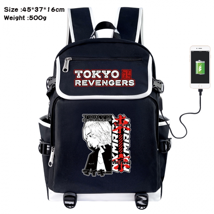 Tokyo Revengers Anime Flip Data Cable USB Backpack School Bag 45X37X16CM