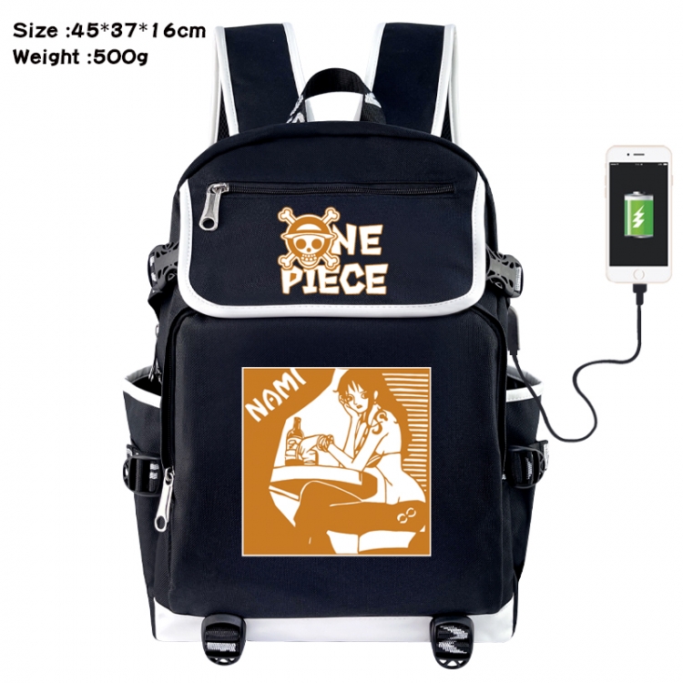 One Piece Anime Flip Data Cable USB Backpack School Bag 45X37X16CM