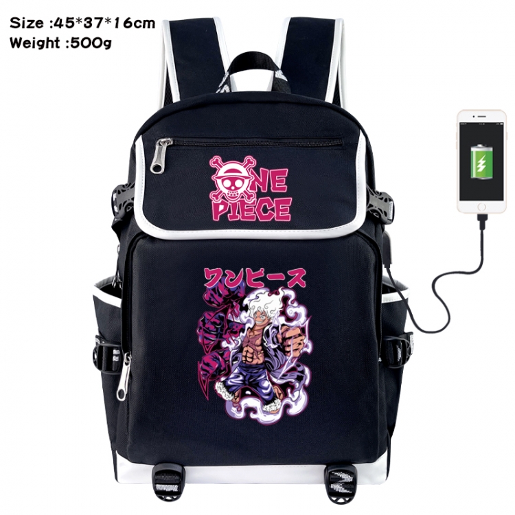 One Piece Anime Flip Data Cable USB Backpack School Bag 45X37X16CM