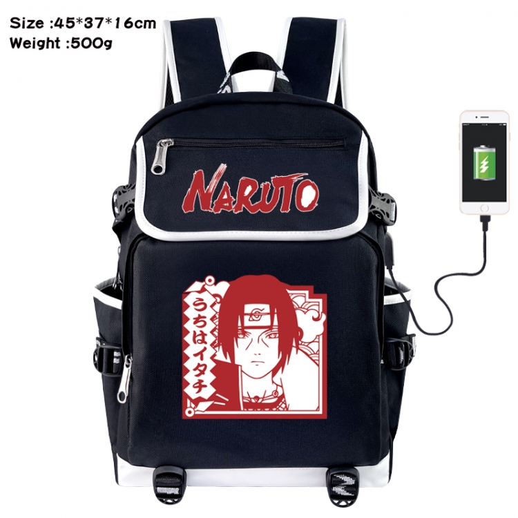 Naruto Anime Flip Data Cable USB Backpack School Bag 45X37X16CM