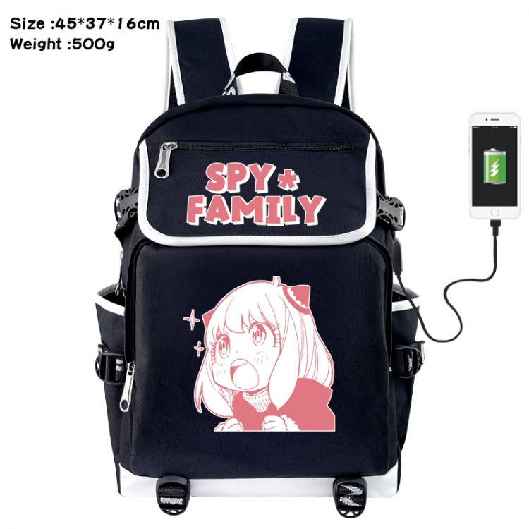 SPYxFAMILY Anime Flip Data Cable USB Backpack School Bag 45X37X16CM