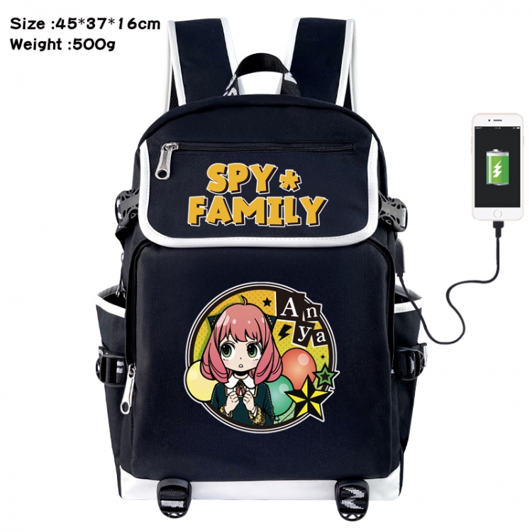 SPYxFAMILY Anime Flip Data Cable USB Backpack School Bag 45X37X16CM