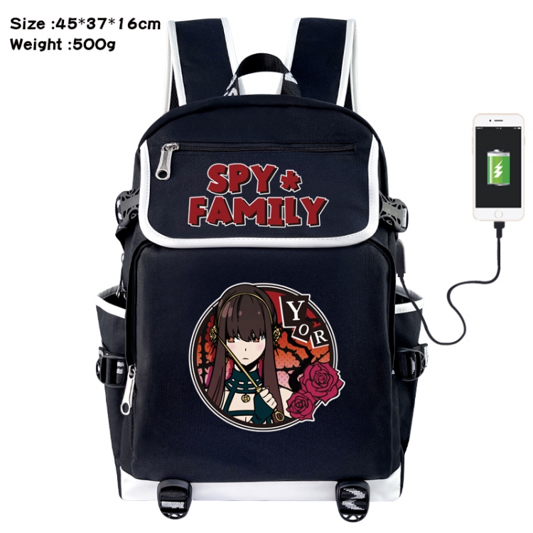 SPYxFAMILY Anime Flip Data Cable USB Backpack School Bag 45X37X16CM