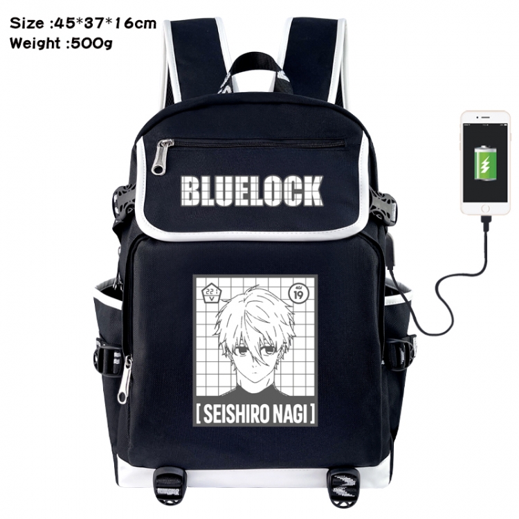 BLUE LOCK Anime Flip Data Cable USB Backpack School Bag 45X37X16CM