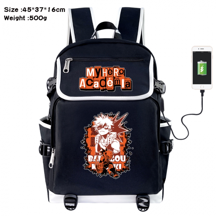 My Hero Academia Anime Flip Data Cable USB Backpack School Bag 45X37X16CM