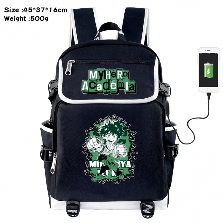 My Hero Academia Anime Flip Data Cable USB Backpack School Bag 45X37X16CM