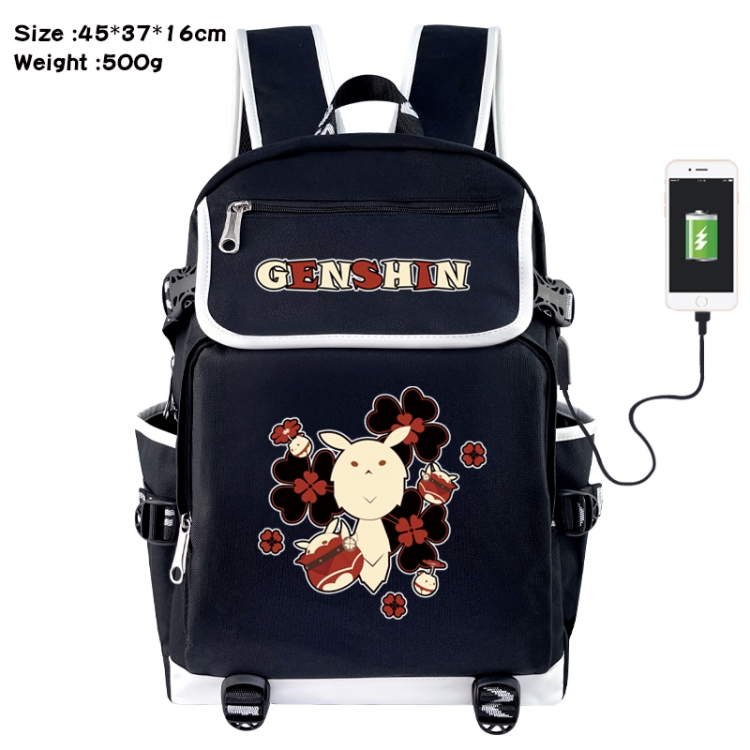 Genshin Impact Anime Flip Data Cable USB Backpack School Bag 45X37X16CM