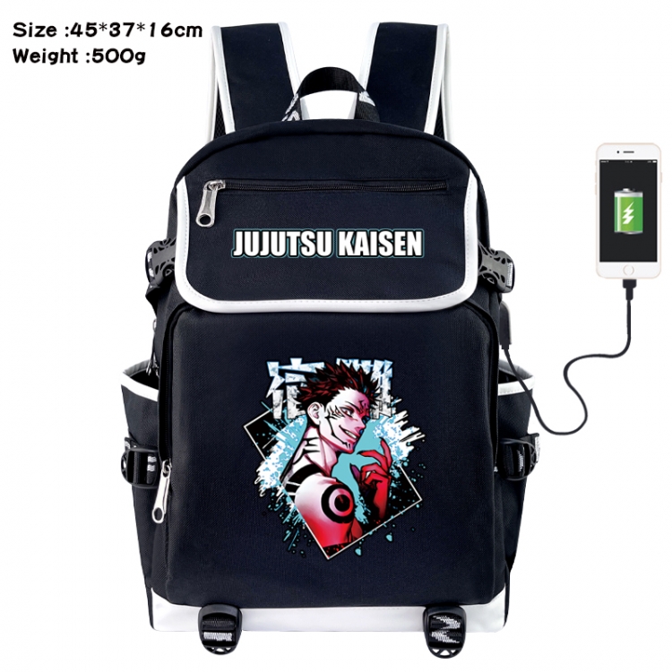 Jujutsu Kaisen Anime Flip Data Cable USB Backpack School Bag 45X37X16CM