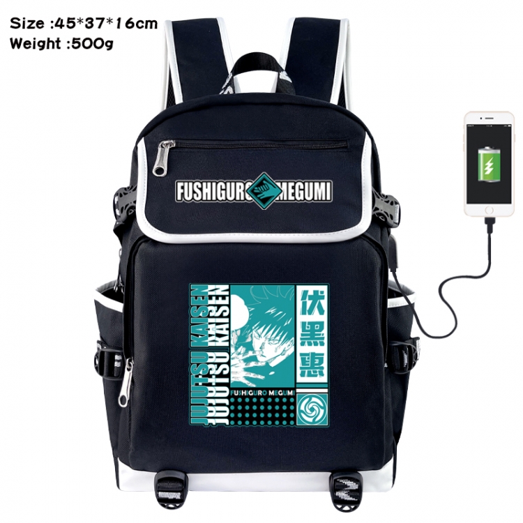 Jujutsu Kaisen Anime Flip Data Cable USB Backpack School Bag 45X37X16CM