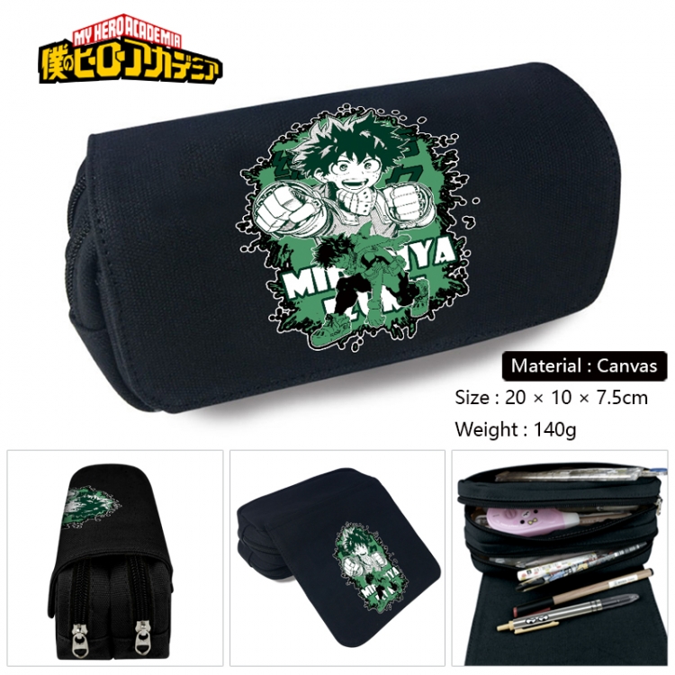 My Hero Academia Anime Multi-Function Double Zipper Canvas Cosmetic Bag Pen Case 20x10x7.5cm