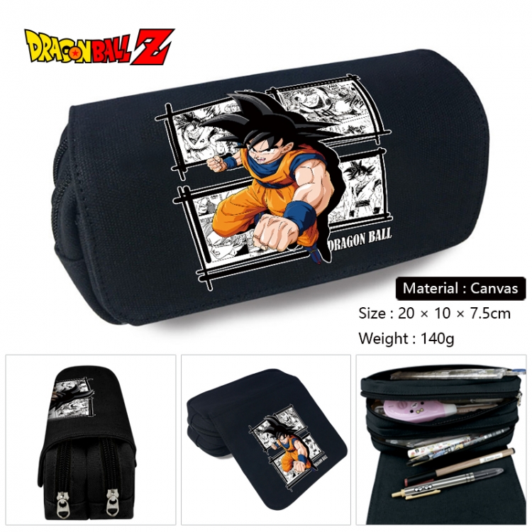 DRAGON BALL Anime Multi-Function Double Zipper Canvas Cosmetic Bag Pen Case 20x10x7.5cm