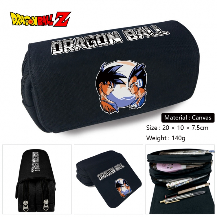 DRAGON BALL Anime Multi-Function Double Zipper Canvas Cosmetic Bag Pen Case 20x10x7.5cm