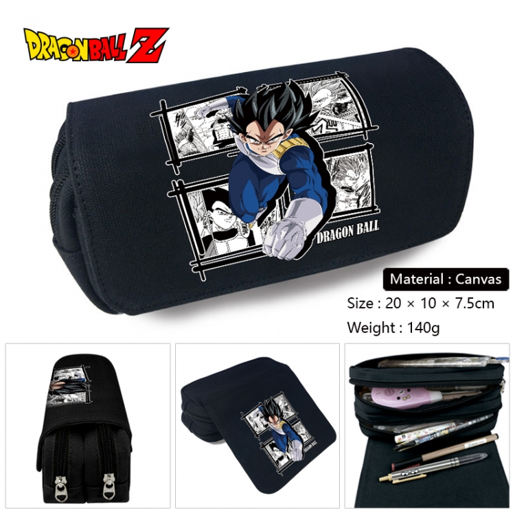 DRAGON BALL Anime Multi-Function Double Zipper Canvas Cosmetic Bag Pen Case 20x10x7.5cm