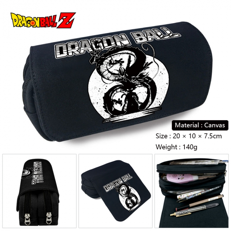 DRAGON BALL Anime Multi-Function Double Zipper Canvas Cosmetic Bag Pen Case 20x10x7.5cm