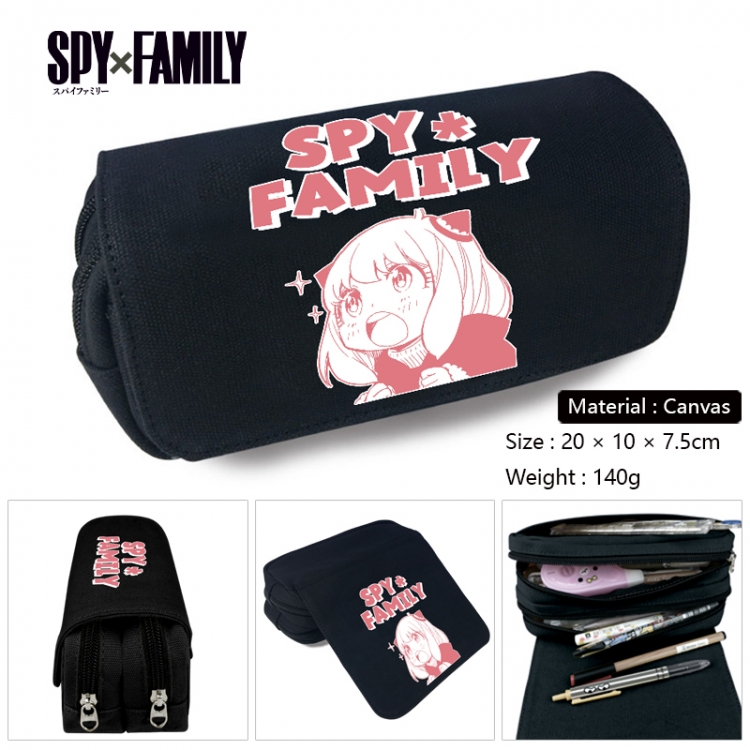 SPYxFAMILY Anime Multi-Function Double Zipper Canvas Cosmetic Bag Pen Case 20x10x7.5cm