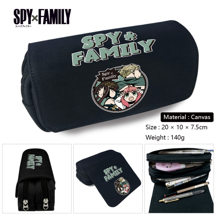 SPYxFAMILY Anime Multi-Function Double Zipper Canvas Cosmetic Bag Pen Case 20x10x7.5cm