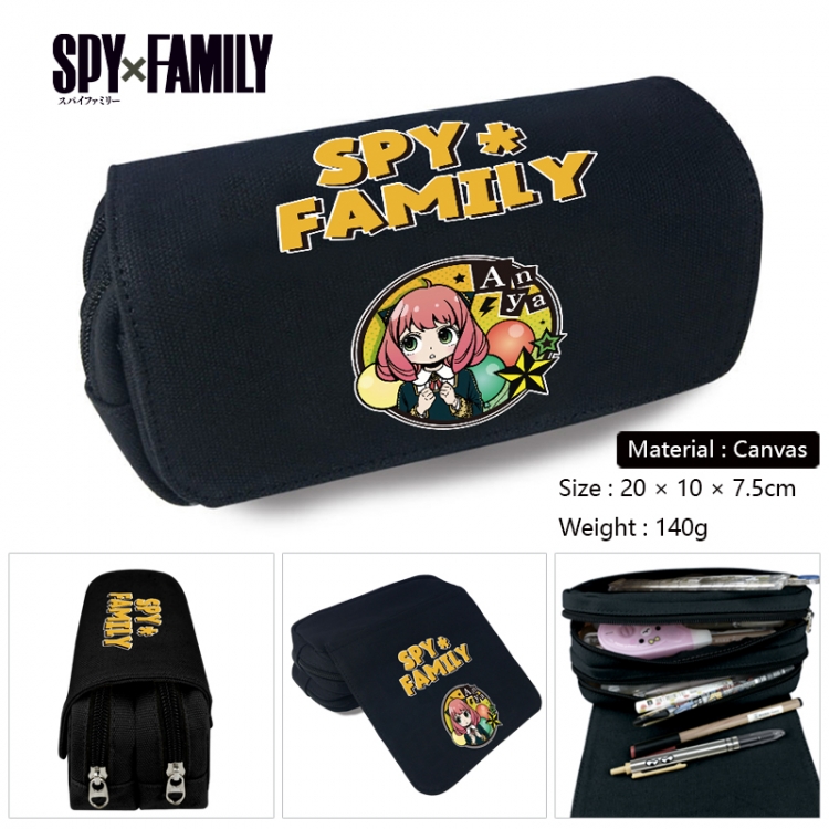 SPYxFAMILY Anime Multi-Function Double Zipper Canvas Cosmetic Bag Pen Case 20x10x7.5cm