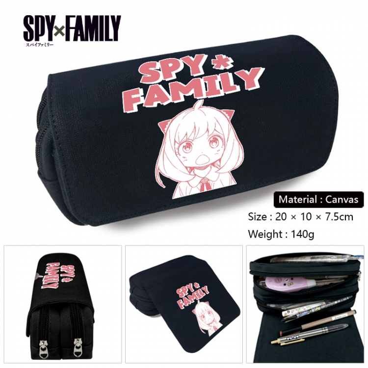SPYxFAMILY Anime Multi-Function Double Zipper Canvas Cosmetic Bag Pen Case 20x10x7.5cm