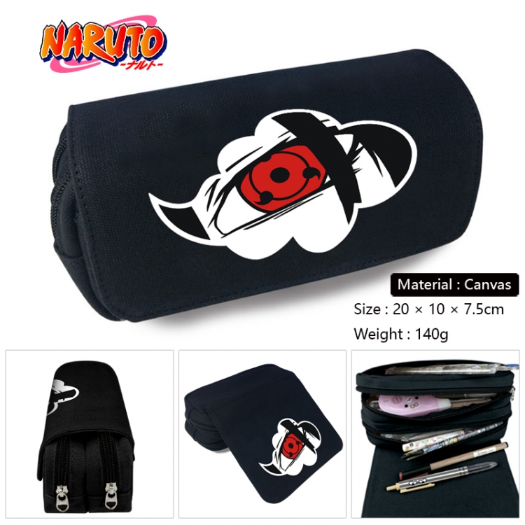 Naruto Anime Multi-Function Double Zipper Canvas Cosmetic Bag Pen Case 20x10x7.5cm