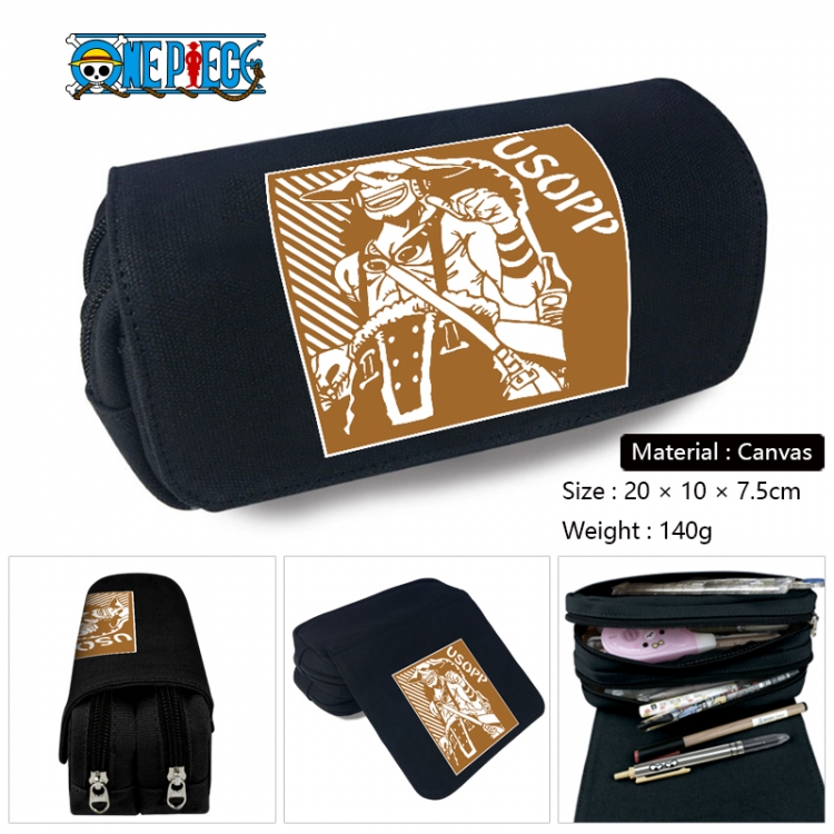 One Piece Anime Multi-Function Double Zipper Canvas Cosmetic Bag Pen Case 20x10x7.5cm