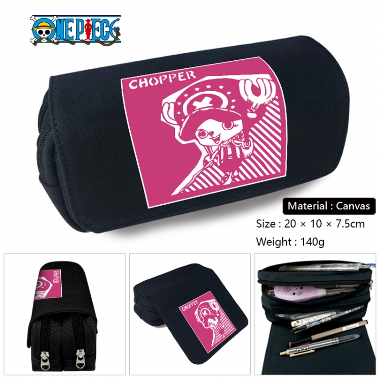 One Piece Anime Multi-Function Double Zipper Canvas Cosmetic Bag Pen Case 20x10x7.5cm