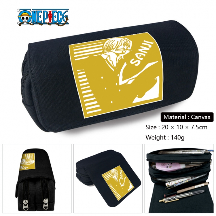 One Piece Anime Multi-Function Double Zipper Canvas Cosmetic Bag Pen Case 20x10x7.5cm