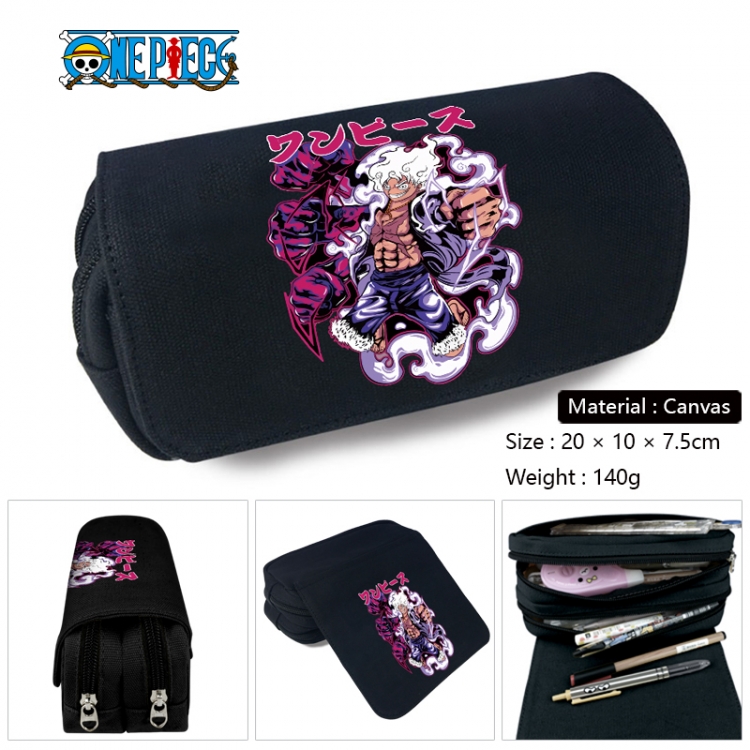 One Piece Anime Multi-Function Double Zipper Canvas Cosmetic Bag Pen Case 20x10x7.5cm