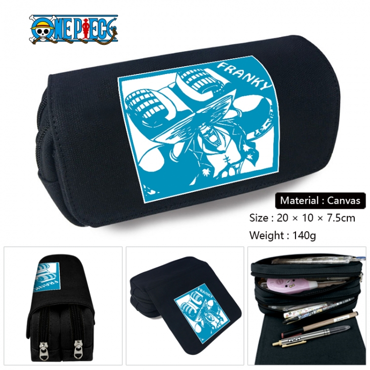 One Piece Anime Multi-Function Double Zipper Canvas Cosmetic Bag Pen Case 20x10x7.5cm