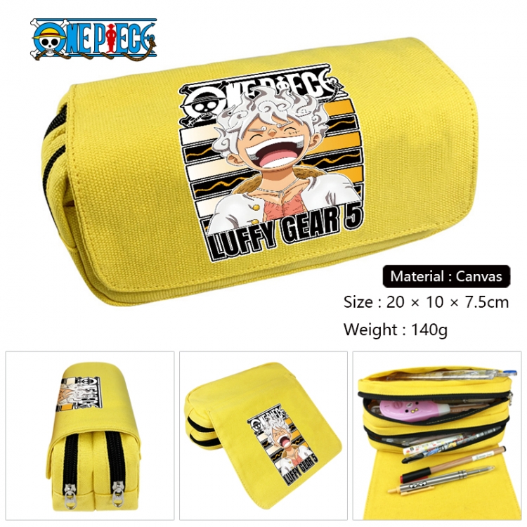 One Piece Anime Multi-Function Double Zipper Canvas Cosmetic Bag Pen Case 20x10x7.5cm