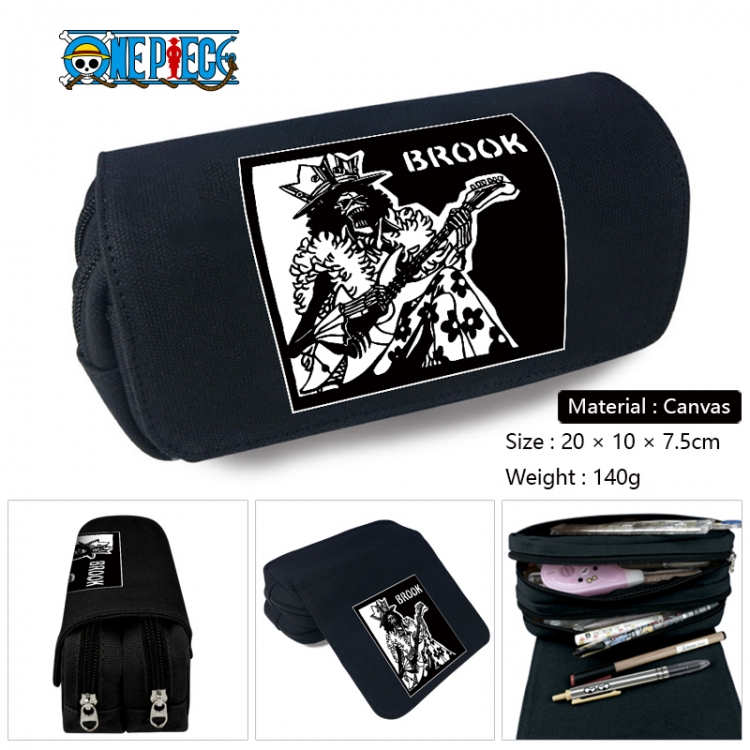 One Piece Anime Multi-Function Double Zipper Canvas Cosmetic Bag Pen Case 20x10x7.5cm