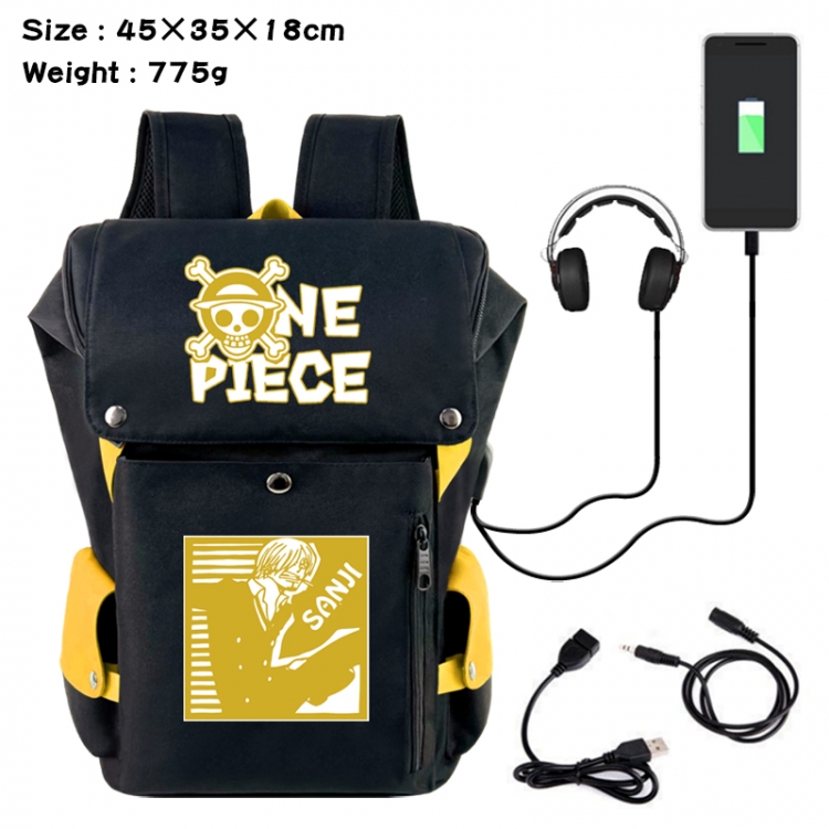 One Piece Anime Canvas Bucket Data Cable Backpack School Bag 45X35X18CM 775G