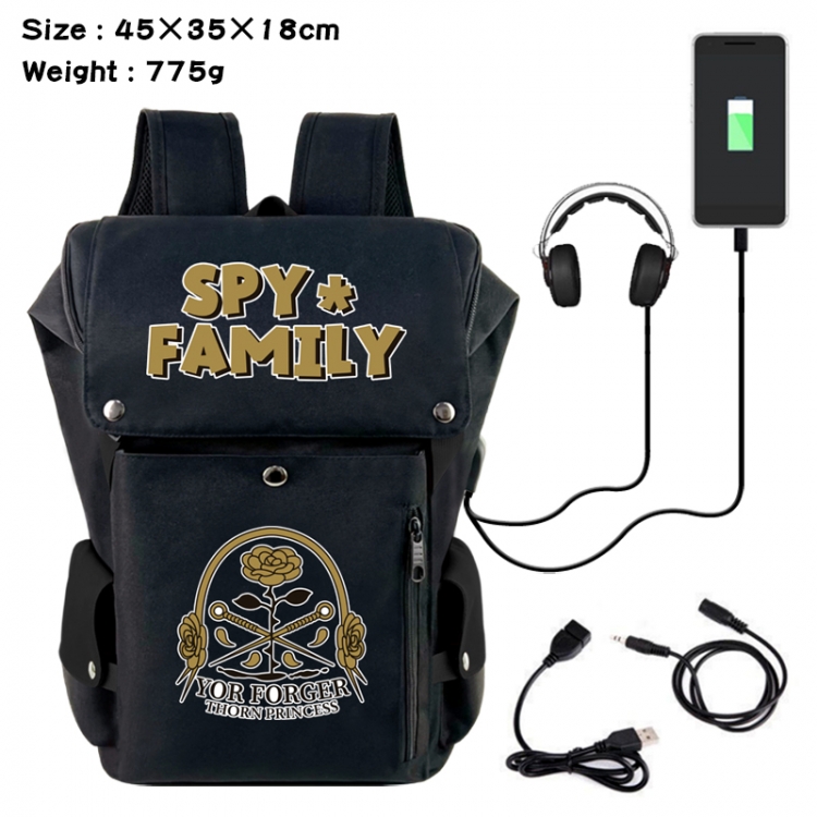 SPYxFAMILY Anime Canvas Bucket Data Cable Backpack School Bag 45X35X18CM 775G