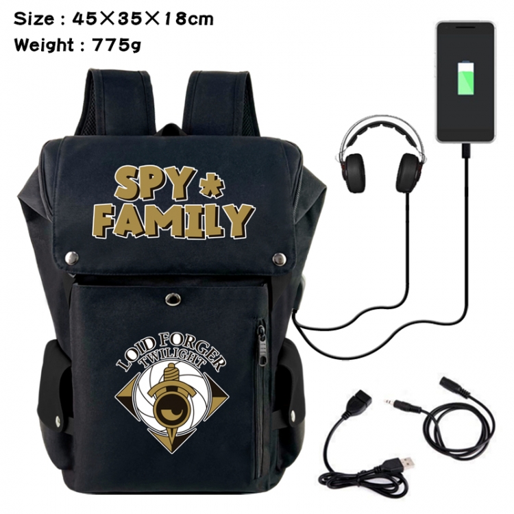 SPYxFAMILY Anime Canvas Bucket Data Cable Backpack School Bag 45X35X18CM 775G