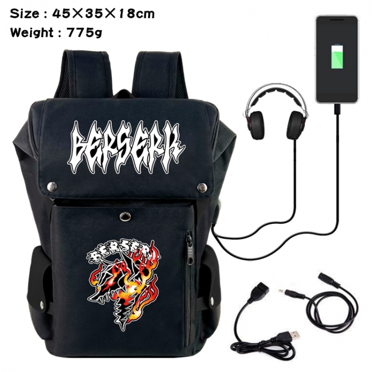 Berserk Anime Canvas Bucket Data Cable Backpack School Bag 45X35X18CM 775G